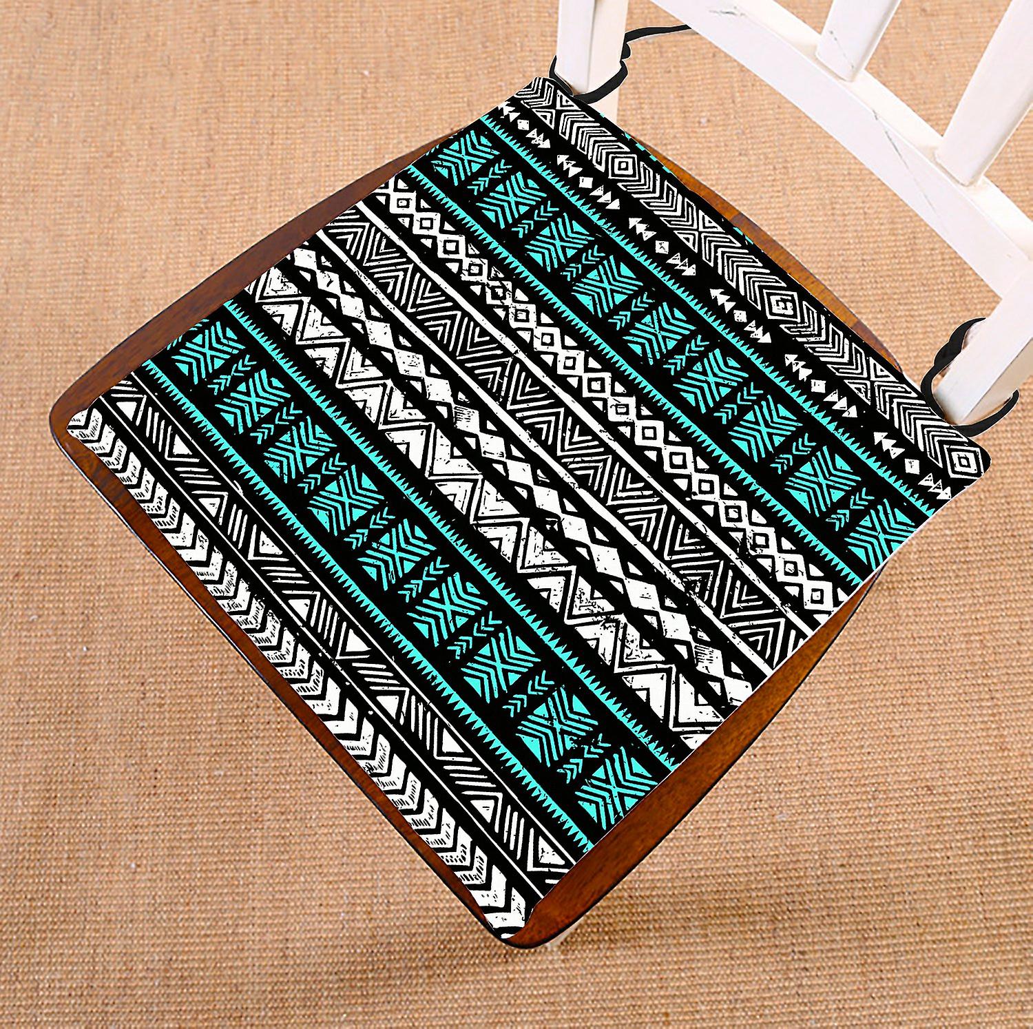 Geometric Chair Pad， Black White And Turquoise Tribal Aztec Seat Cushion Chair Cushion Floor Cushion 40x40 Cm