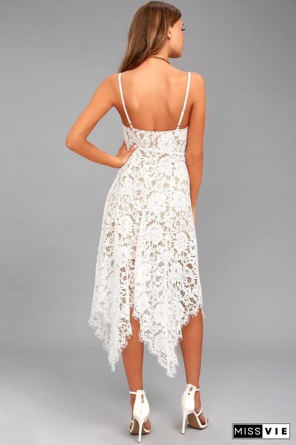 One Wish Lace Midi Dress White