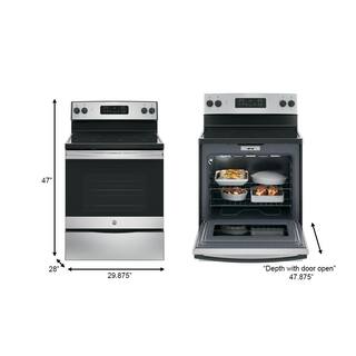 GE 30 in. 5.3 cu. ft. Electric Range in Stainless Steel with Self Clean JB625RKSS