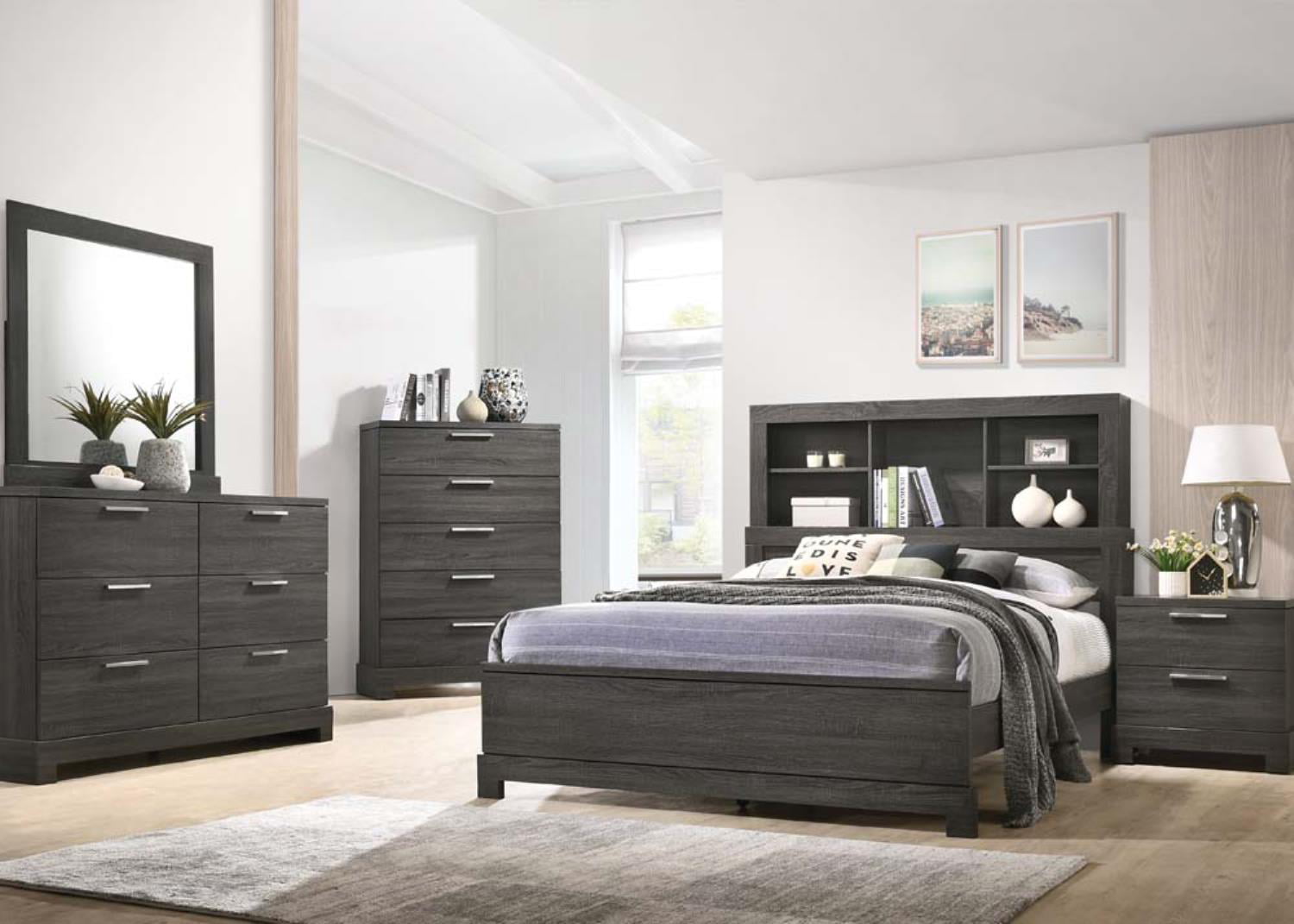 Acme Lantha Bed with Storage in Gray Oak, Multiple Size