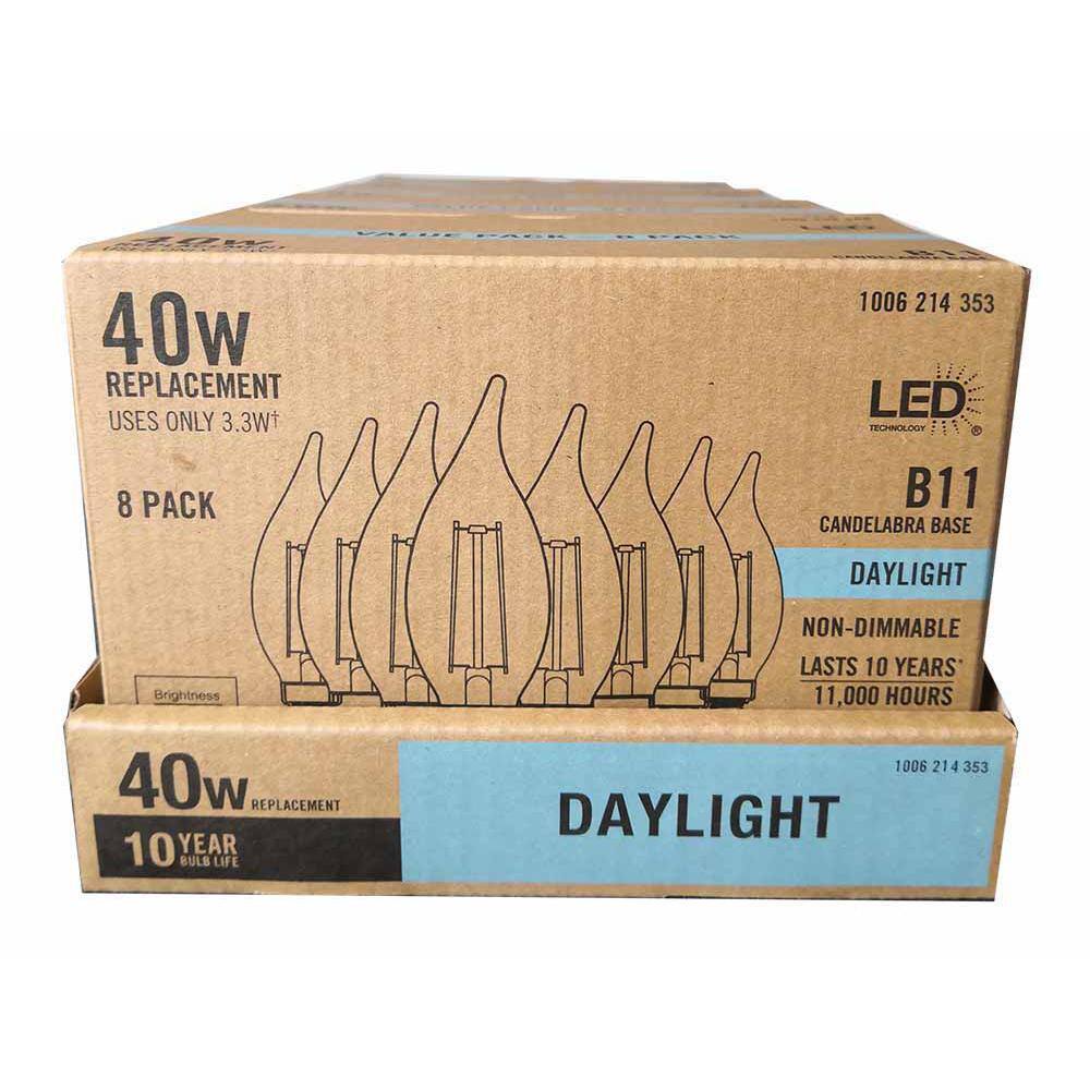 40-Watt Equivalent BA11 Non-Dimmable CEC Clear Glass Filament Vintage Edison LED Light Bulb Daylight (8-Pack) CF35-2C 3.3W 120V E12 5000K Ra90