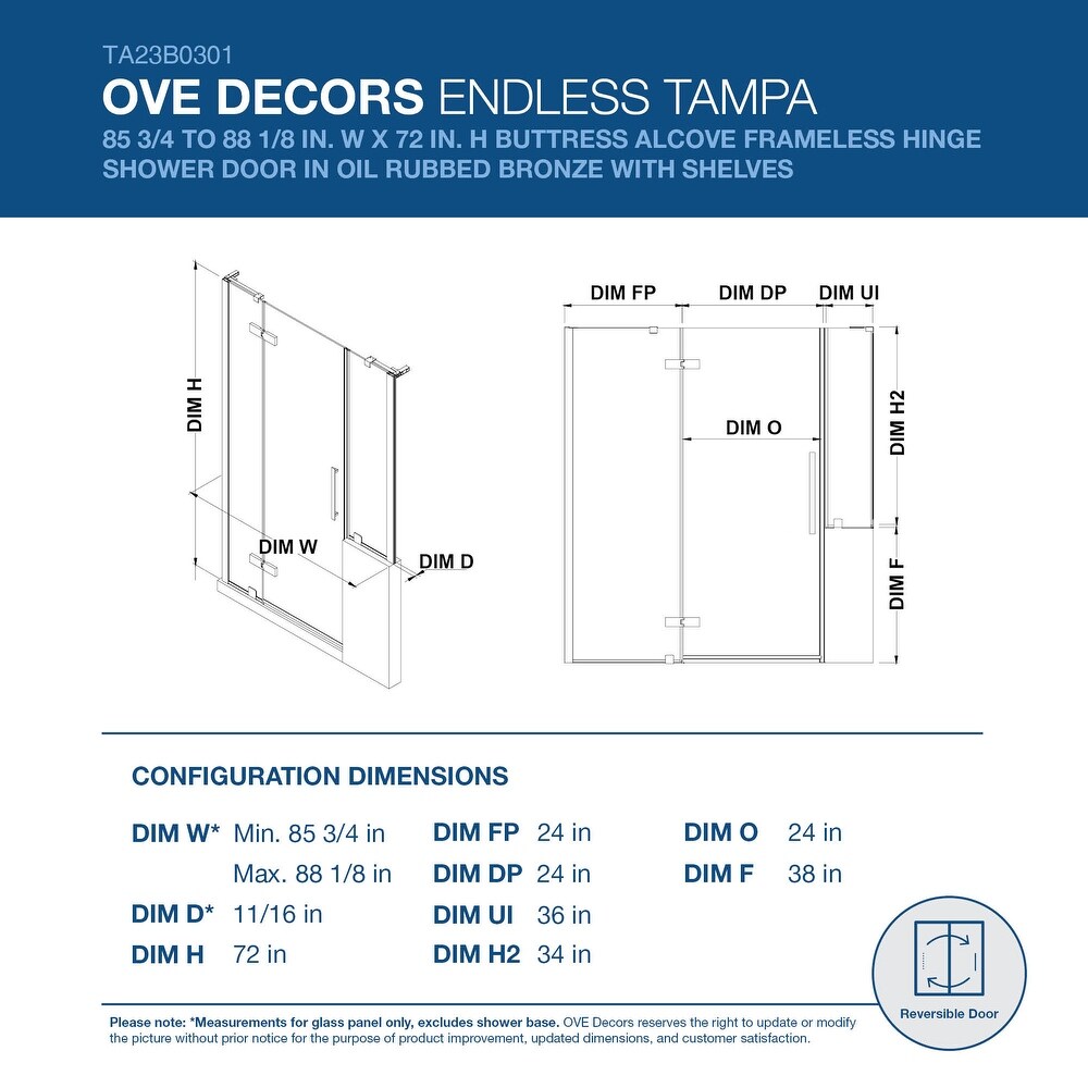 Endless Tampa Buttress Alcove 85 3/4 to 88 1/8 W x 72\