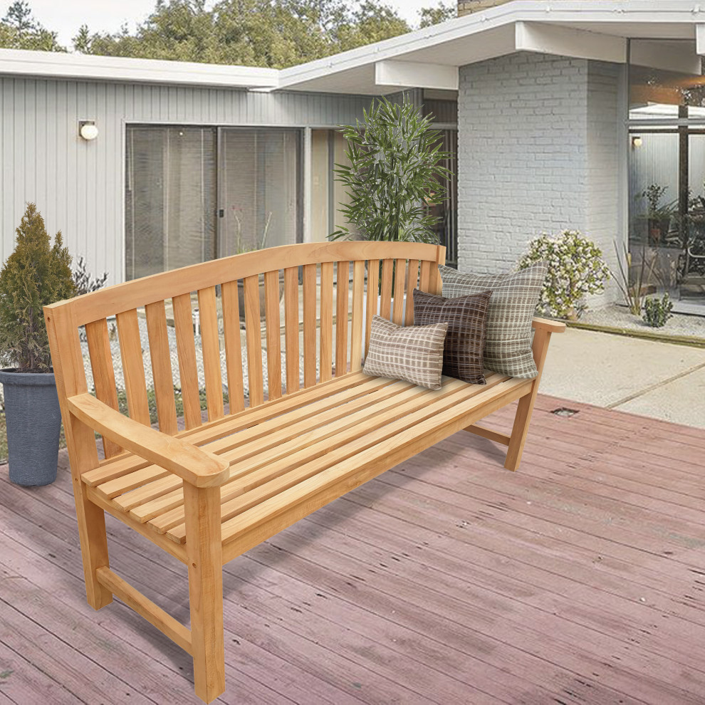 Seven Seas Teak San Jose Outdoor Teak Wood Bench  6 Foot   Transitional   Outdoor Benches   by Chic Teak  Houzz