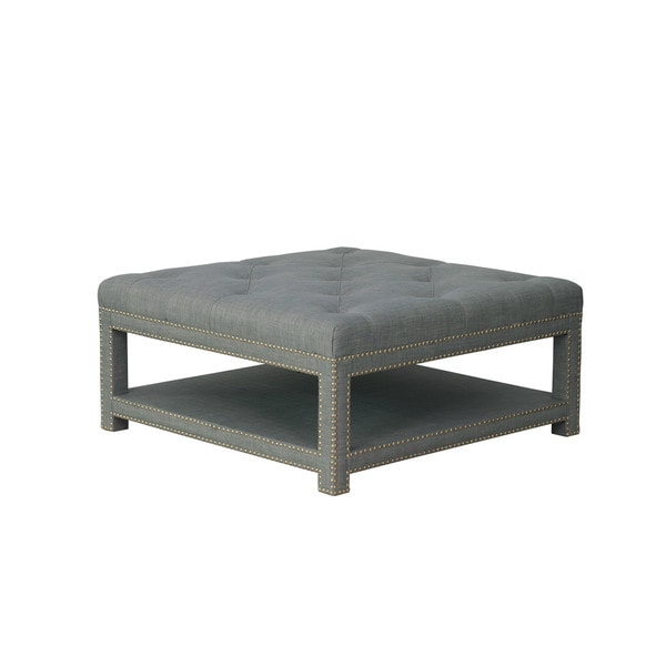 Chic Home Micah Coffee Table Ottoman in a 2-Layered Tufted Linen Bench