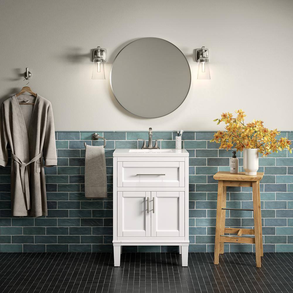 KOHLER Chesil 24 in. W x 18.64 in. D x 36.14 in. H Bathroom Vanity in White with Bianco Bella Top R35902-ASB-0