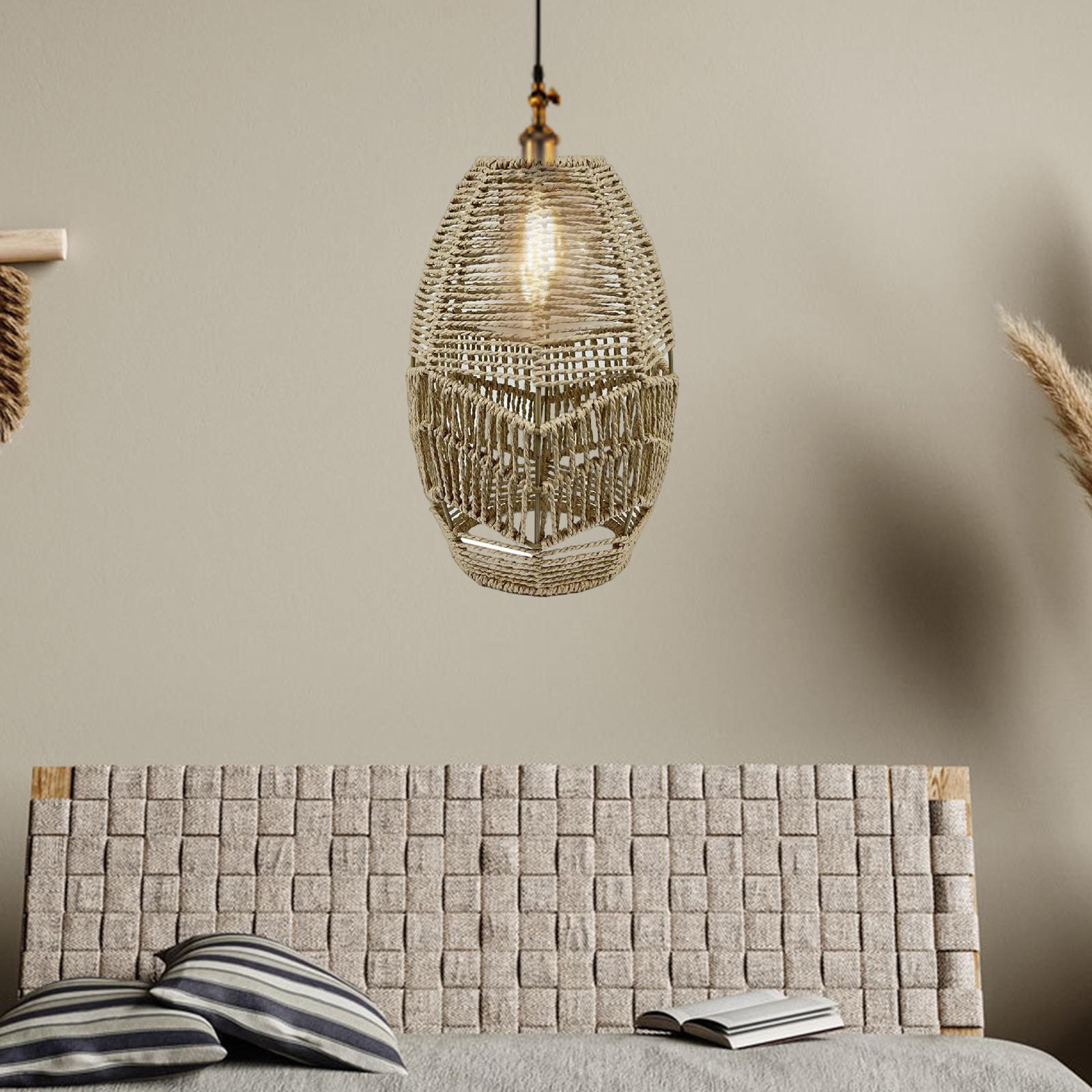 Pendant Lamp Shade Wicker Woven Lampshade for Room Bedroom B