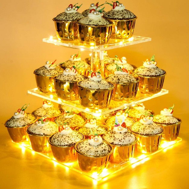 Vdomus Led Cupcake Stand Tower For Birthday wedding babyshower Party With String Lights