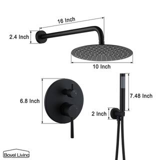 Boyel Living 1-Spray Patterns 10 in. Dual Shower Head and Handheld Shower Head in Matte Black BL0131-10MB