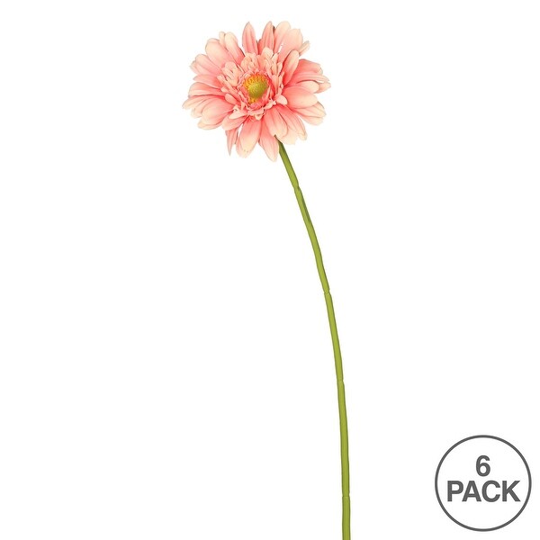 Vickerman 21 Artificial Light Pink Gerbera Daisy Stem，6 per Bag