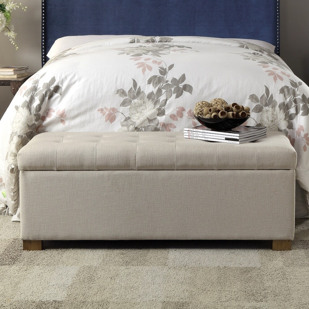 Porch   Den Camero Beige Tufted Storage Bench