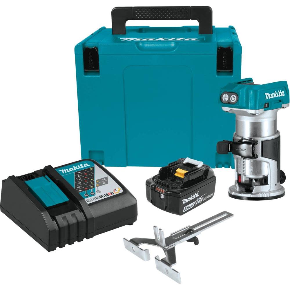 Makita 18V LXT Lithium-Ion Brushless Cordless Compact Router Starter Kit (5.0Ah) XTR01T8J from Makita