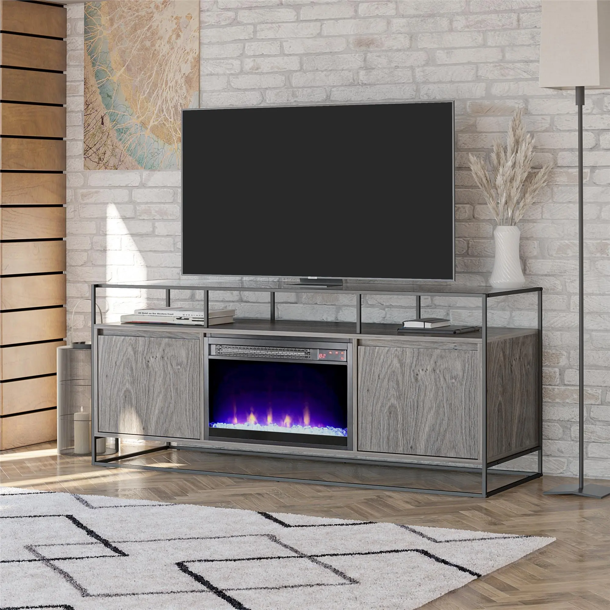 Camley Gray Oak 60 Fireplace TV Stand