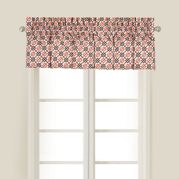 C amp f Home Brown Retro Mid Century Modern Geometric Orange Bedroom Guestroom Premium Window Valance