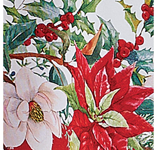 Collections Etc Poinsettia amp Holly Holiday Floral Tablecloth Round