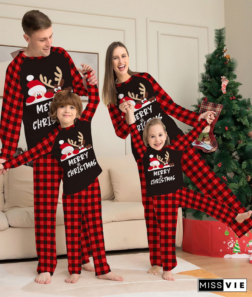 Family Christmas Pjs Elk Deer Parent-child Clothing Sets