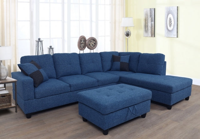 PonLiving Furniture L-Shape Sectional Sofa Couch Set, Morden Fabric Couch Set, with Right Hand Chaise Lounge, 2 Toss Pillows Included