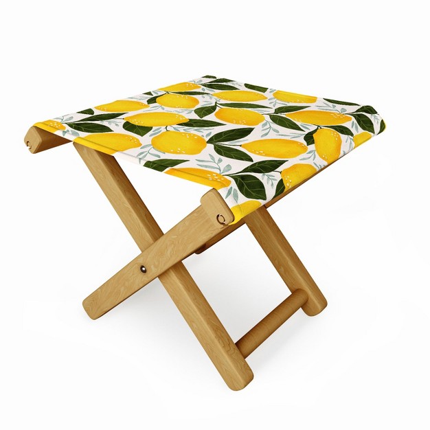 Society6 Avenie Mediterranean Summer Lemons Outdoor Ottoman