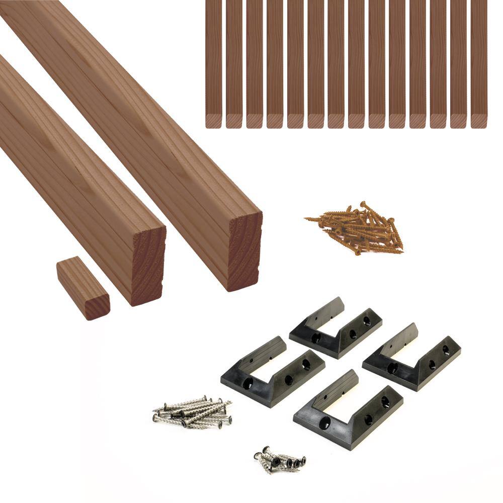 ProWood 6 ft. Walnut-Tone Southern Yellow Pine Rail Kit with B2E Balusters 446440