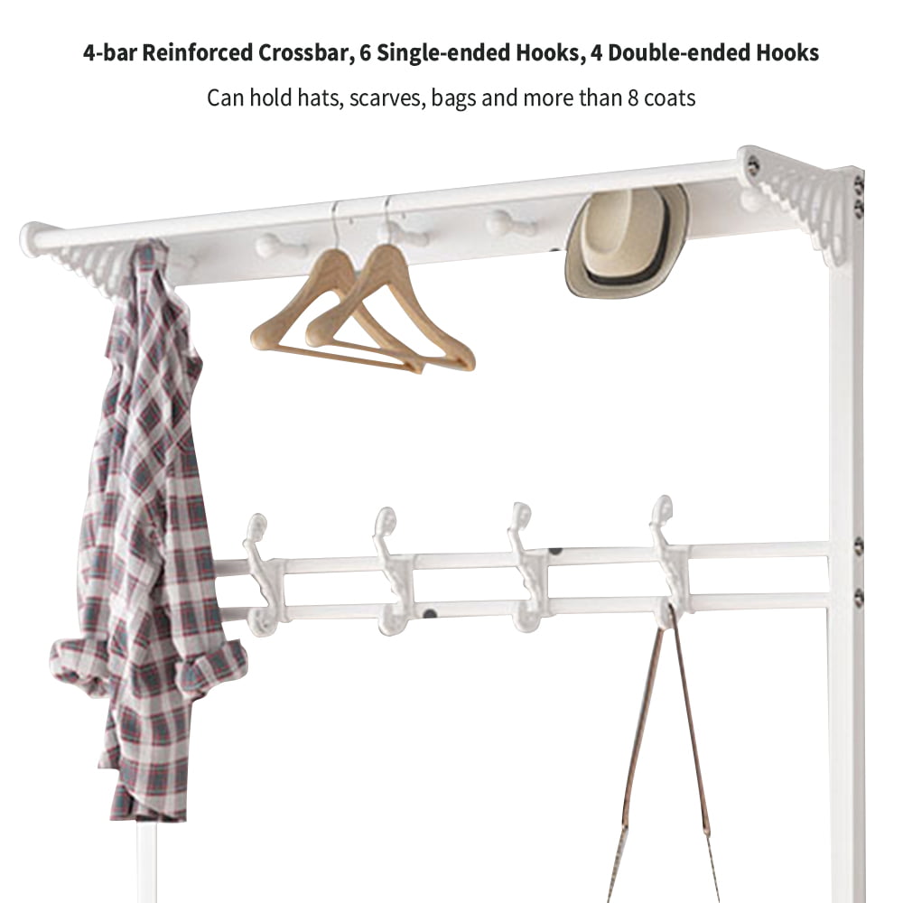 3-Tier Entryway Coat Rack with Shoe Bench， 3-in-1 Functional Coat Tree with Hooks for Living Room，Bedroom，Office，White