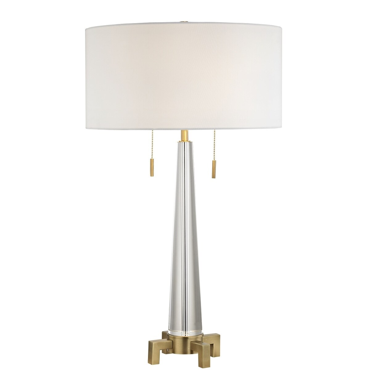 Clear Crystal Frame With Antique Brass Hardware Table Lamp