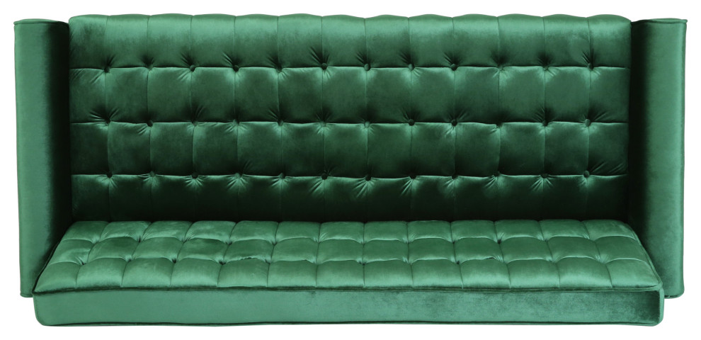 Adan Tufted Velvet Sofa With Gold Tipped Tapered Legs   Midcentury   Sofas   by GDFStudio  Houzz