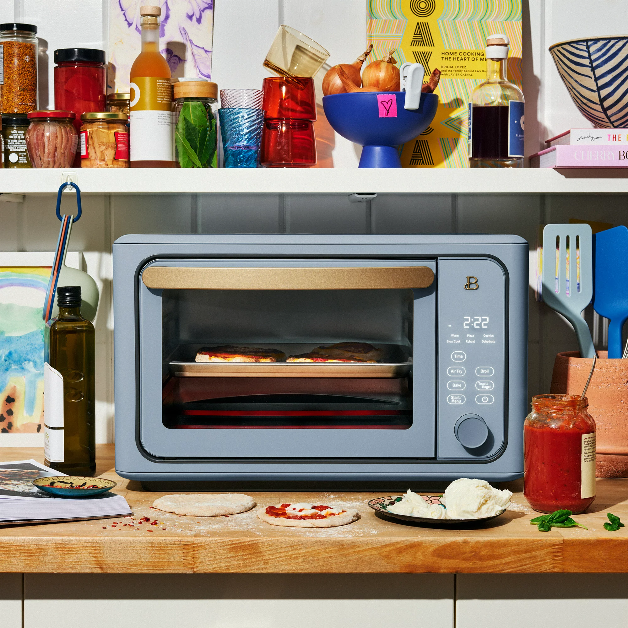 Beautiful 6 Slice Touchscreen Air Fryer Toaster Oven， Cornflower Blue by Drew Barrymore