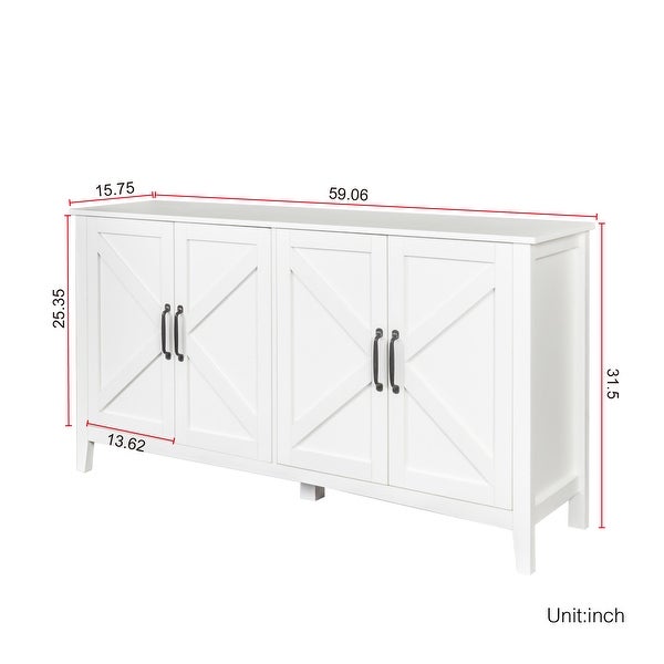 White Buffet Sideboard Storage Cabinet Freestanding Entryway Floor Cabinet for Living Room Office Bedroom