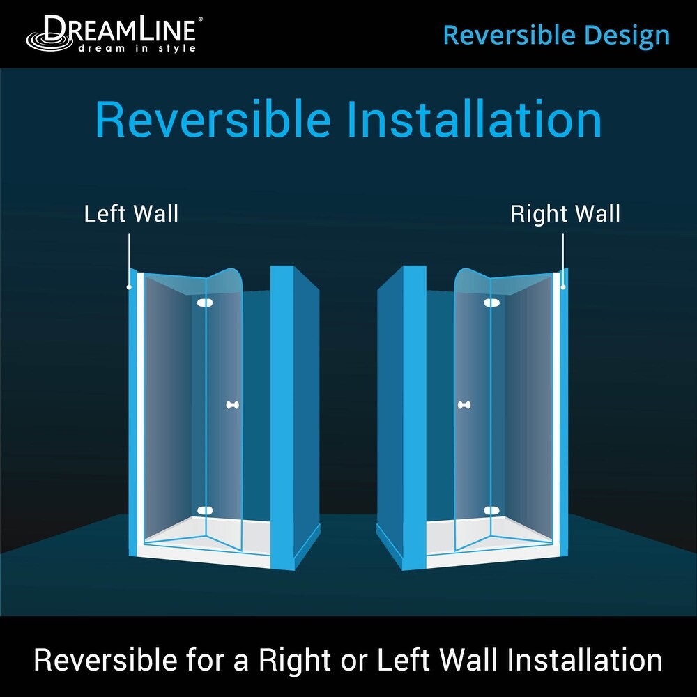 DreamLine Aqua Fold 32 in. D x 32 in. W x 74 3/4 in. H Bi Fold Shower Door and Shower Base Kit   32\