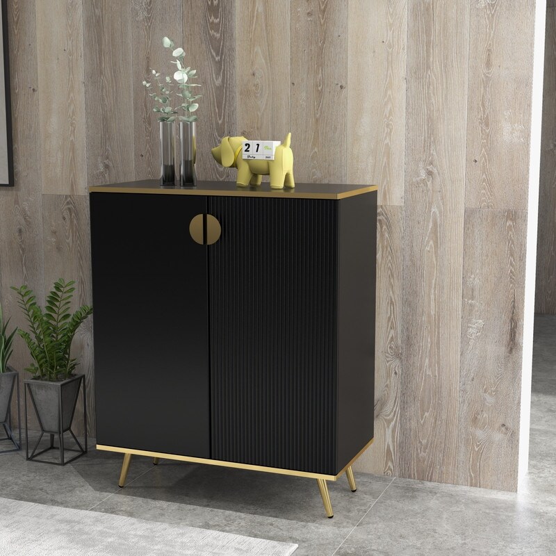 Side cabinet with door  black Sideboard storage cabinet