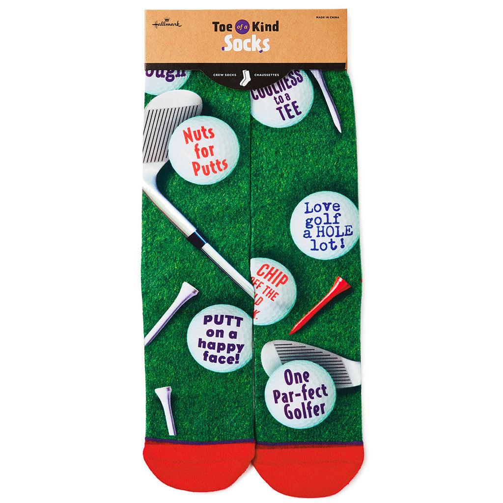 Hallmark  Golf Lover Puns Toe of a Kind Novelty Crew Socks