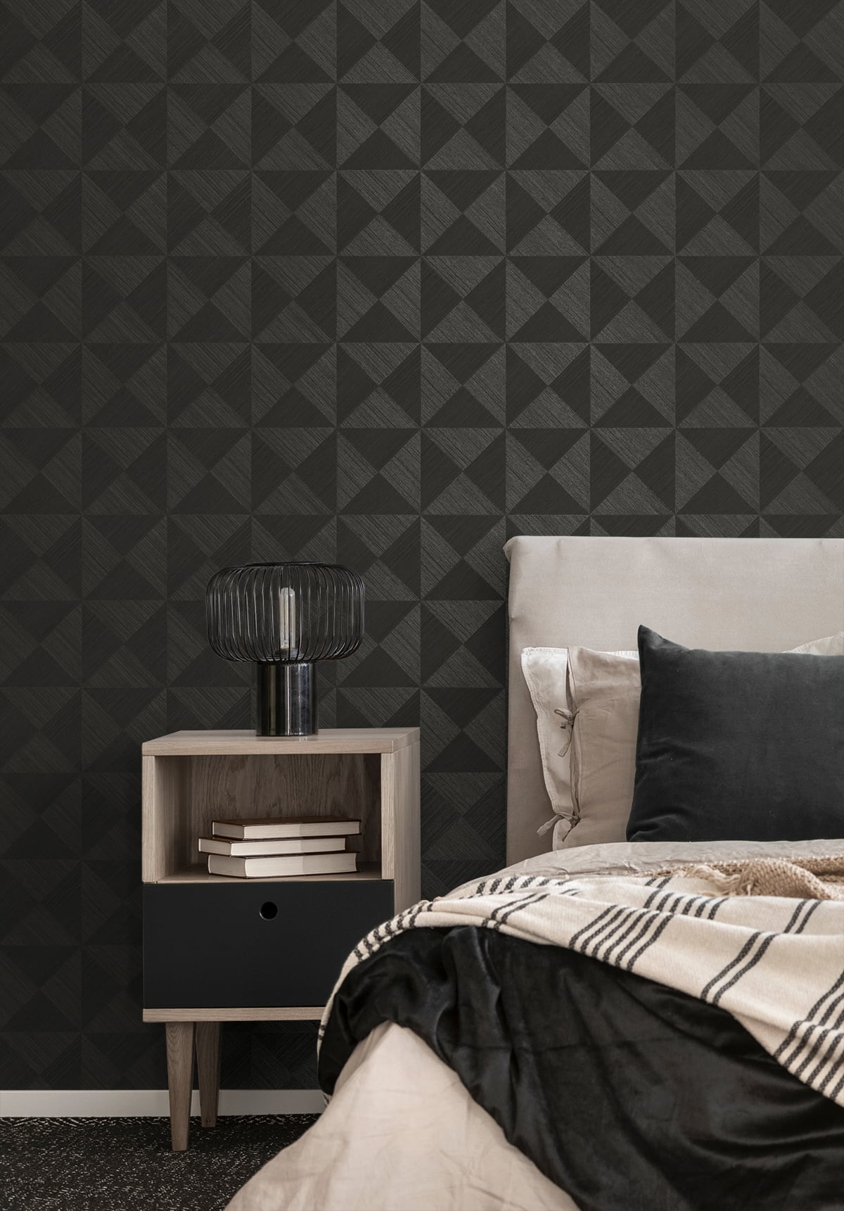 Geo Inlay Peel & Stick Wallpaper in Charcoal