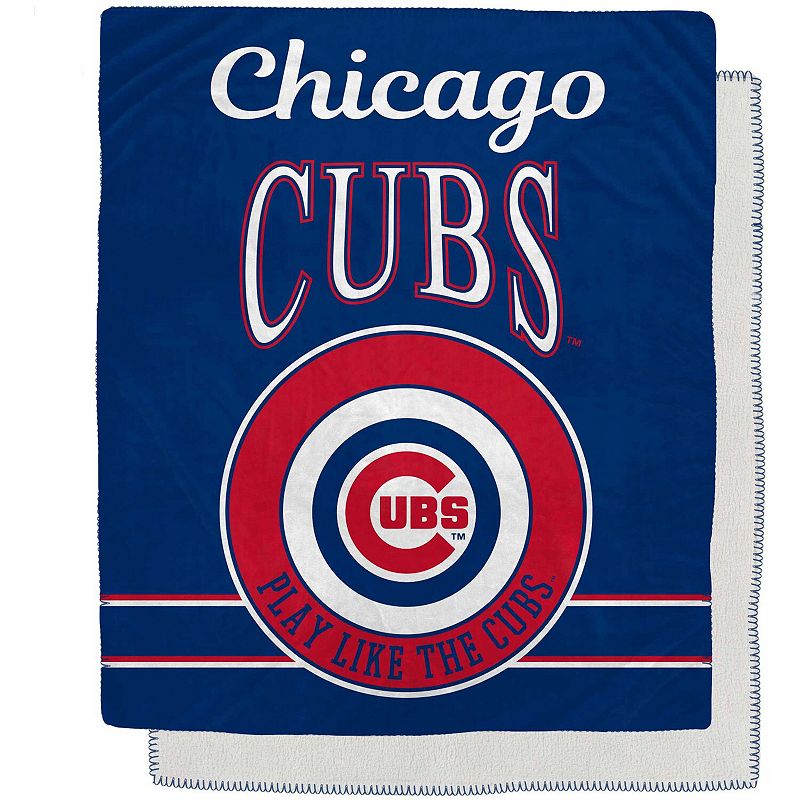 Chicago Cubs 50 x 60 Retro Emblem Flannel Fleece Sherpa Blanket