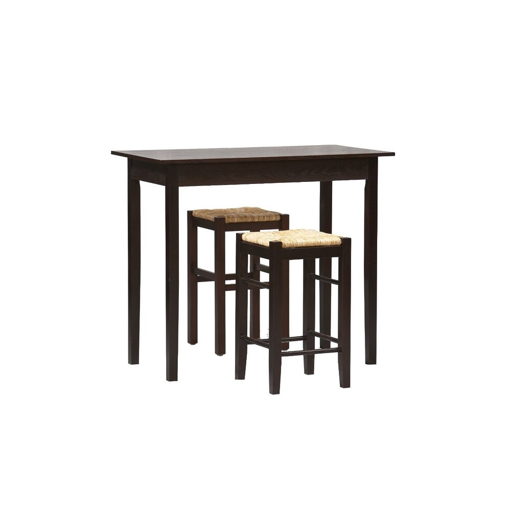 3 Piece Espresso Dining Set with Table and 2 Backless Stools   42 x 22.2 x 36 inches