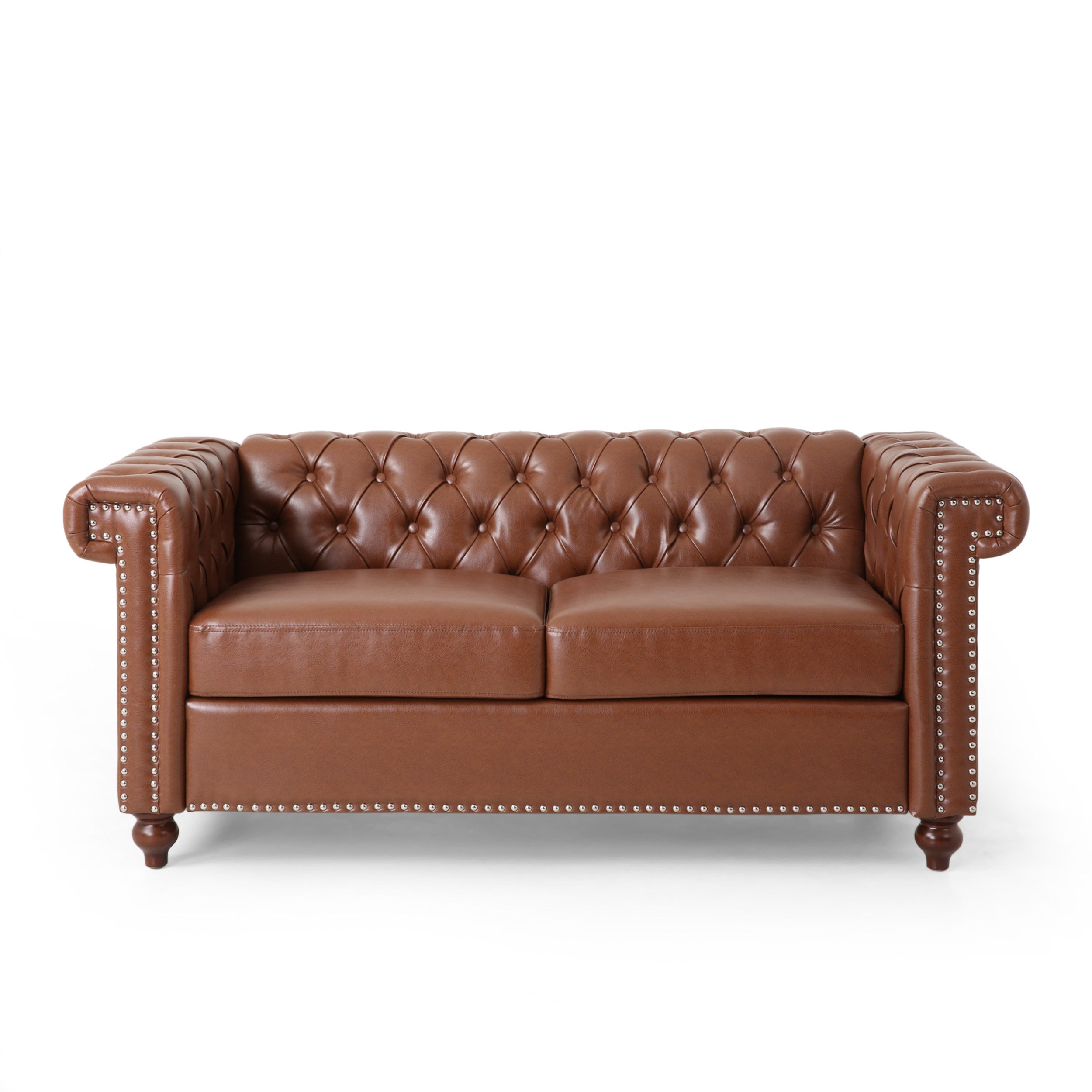 Timber Modern Glam Tufted Loveseat with Nailhead Trim