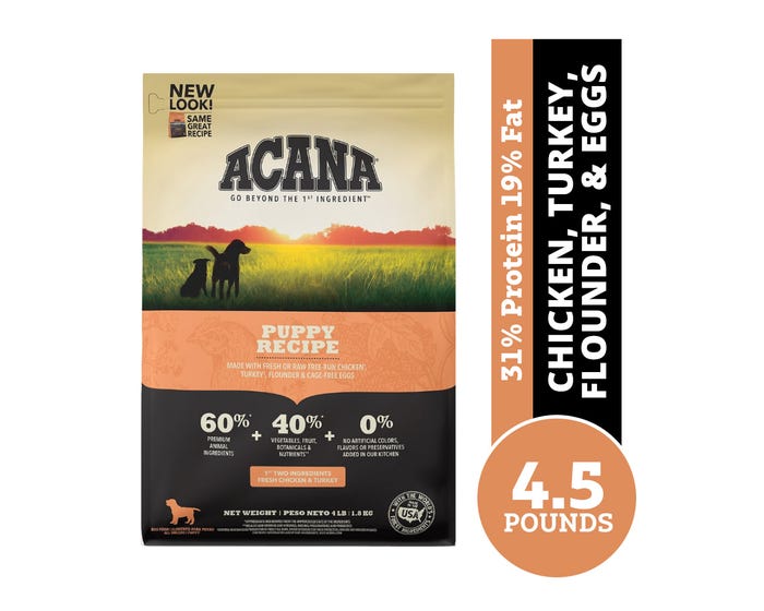 Acana Puppy Recipe Grain-Free Dry Puppy Food， 4.5 lb. Bag