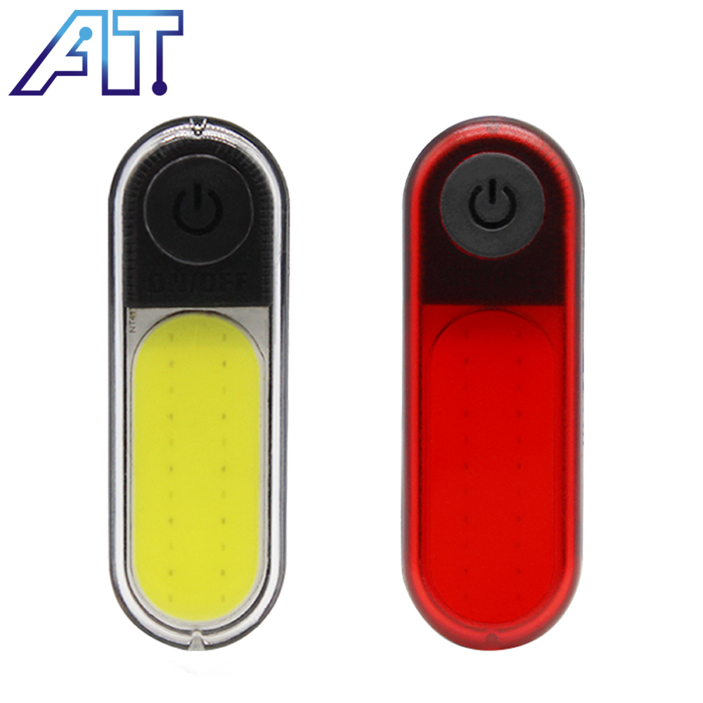 AT Customized Mini  Bike Tail Light Safety Warning Cob Usb Rechargeable Waterproof  Bicycle Rear Light for Night Riding