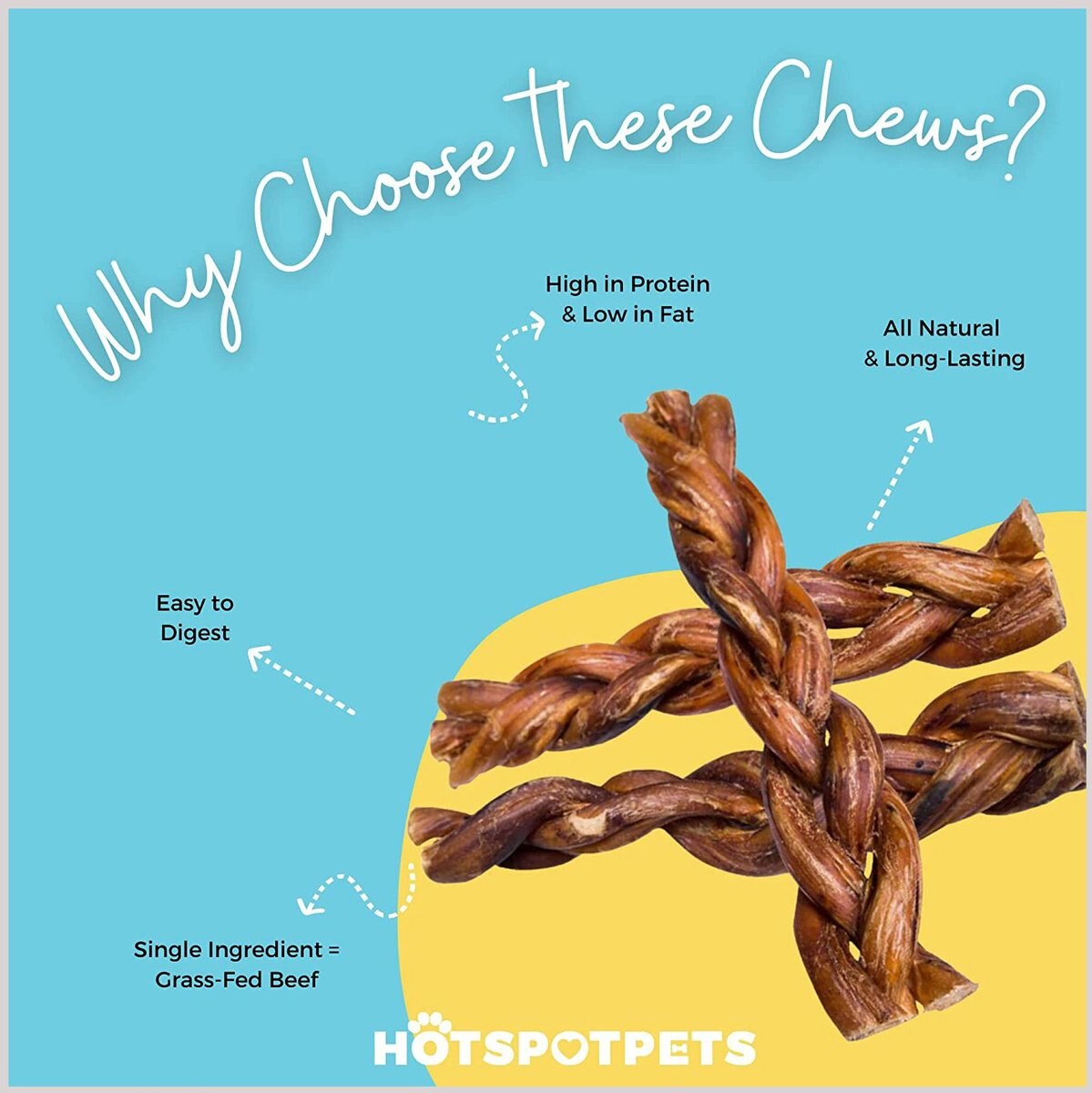 HOTSPOT PETS Braided Premium 6-in Bully Sticks Dog Treats