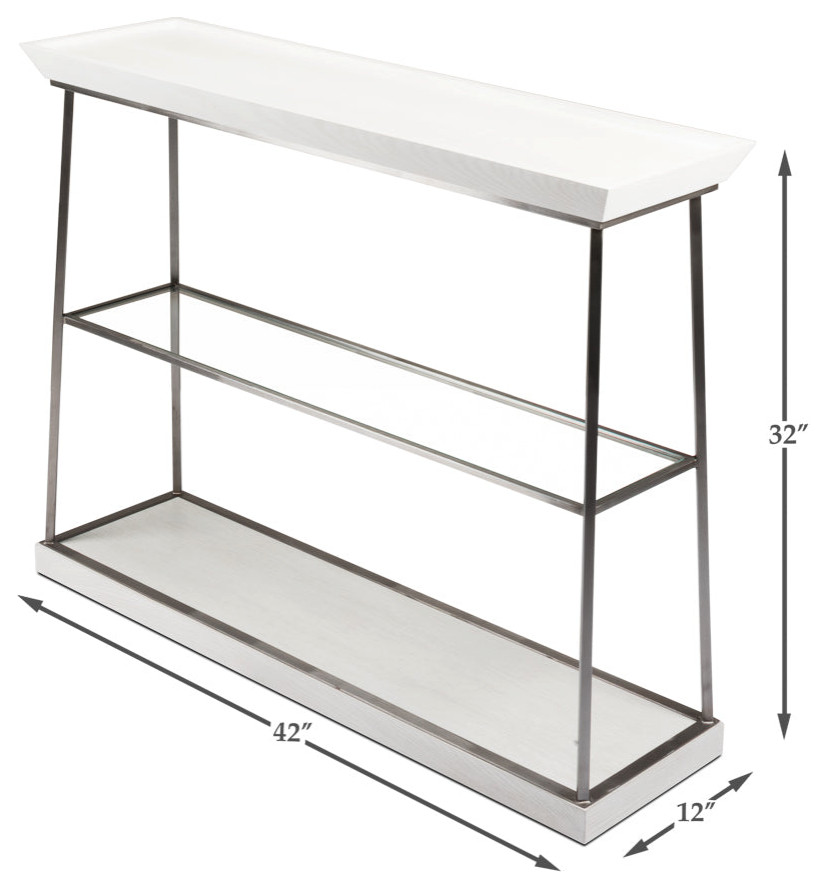 Hunt Country Small Console Table Slim With Shelves White   Transitional   Console Tables   by Sideboards and Things  Houzz