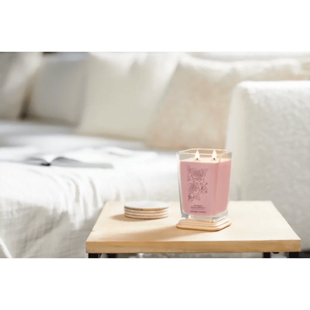 Yankee Candle  Well Living Collection - Large Square Candle in Tranquil Rose & Hibiscus