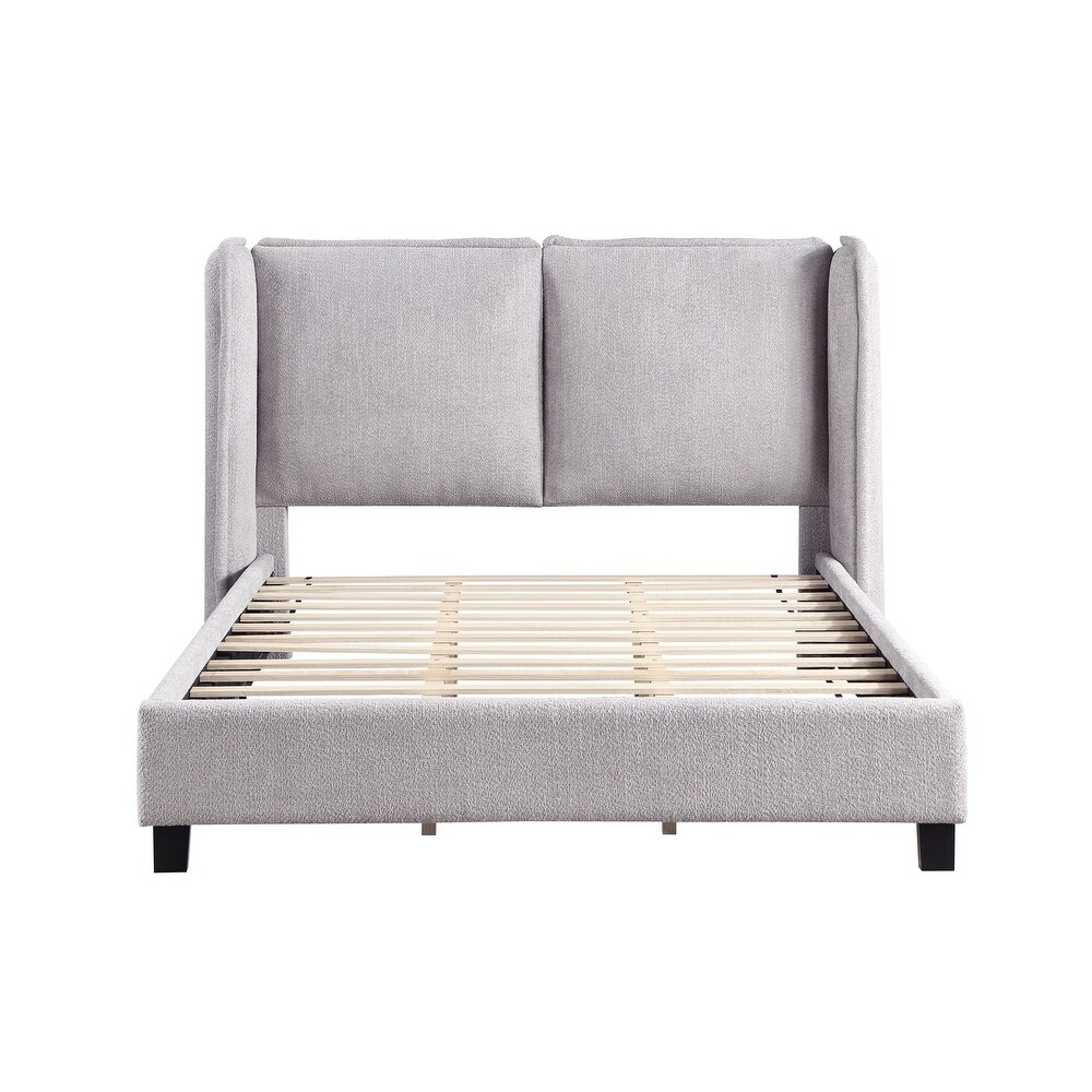 Janna Modern Boucle Fabric Queen size Platform Bed with Wingback Headboard by Furniture of America