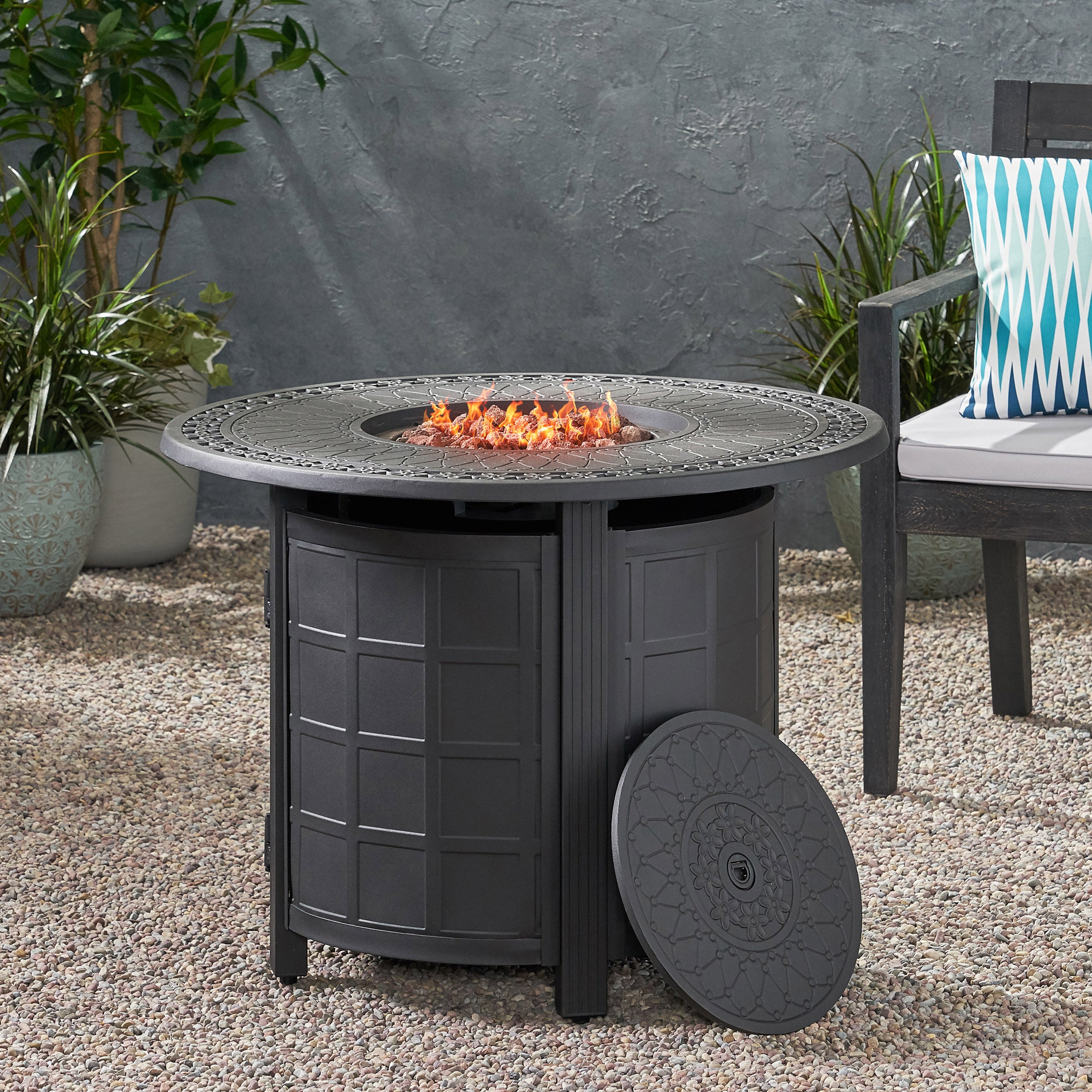 Aldin Round Aluminum Propane Fire Pit Table