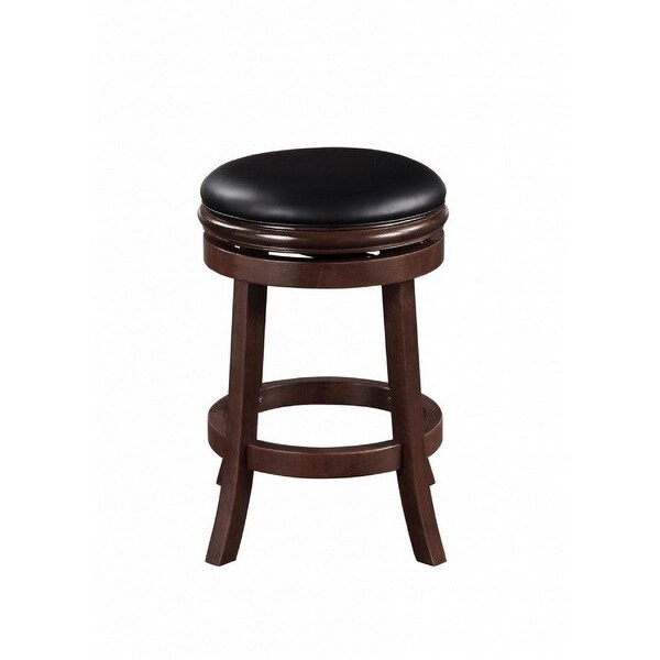 Sabi 24 inch Swivel Counter Stool， Solid Wood， Faux Leather， Brown， Black - 17