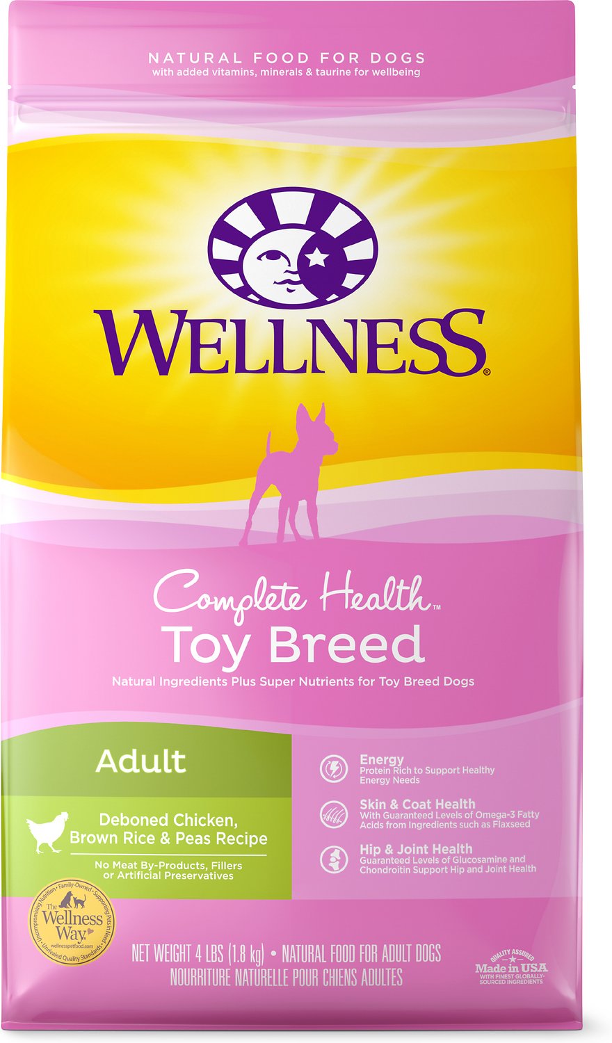 Wellness Toy Breed Complete Health Adult Deboned Chicken， Brown Rice and