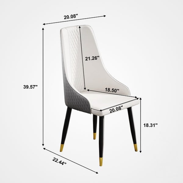 2pcs Dining Chair PU Leather Metal Leg