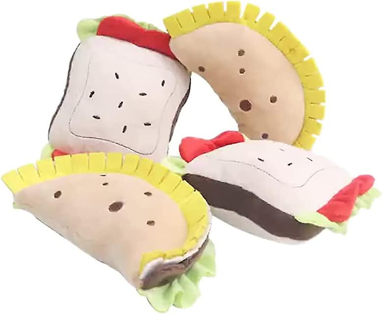 Yoitea Plush Dog Toy Squeaky Novelty Stuffed Training Bread Dumpling Shaped Funny Puppy Teething Toy Pet Chewing Toy Bite