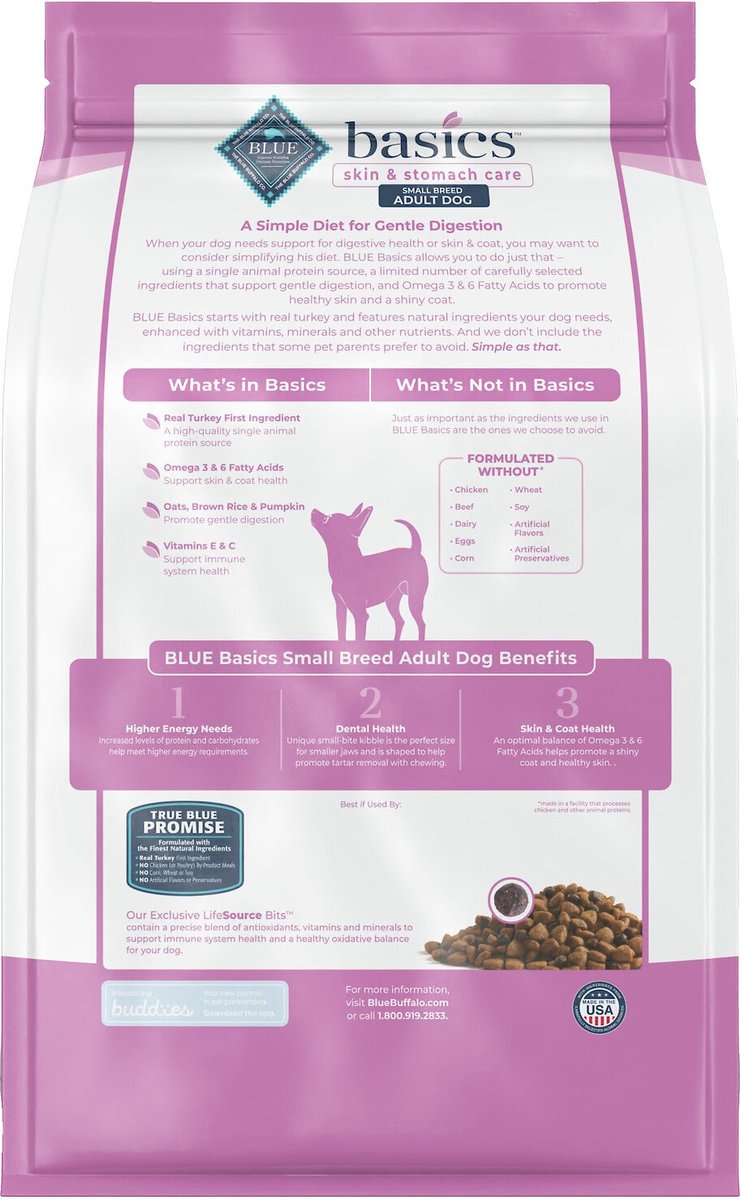 Blue Buffalo Basics Skin and Stomach Care Turkey and Potato Recipe Small Breed Adult Dry Dog Food