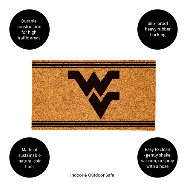 Evergreen West Virginia University Logo Turf Mat Brown 28 X 16 Inches Indoor Outdoor Doormat