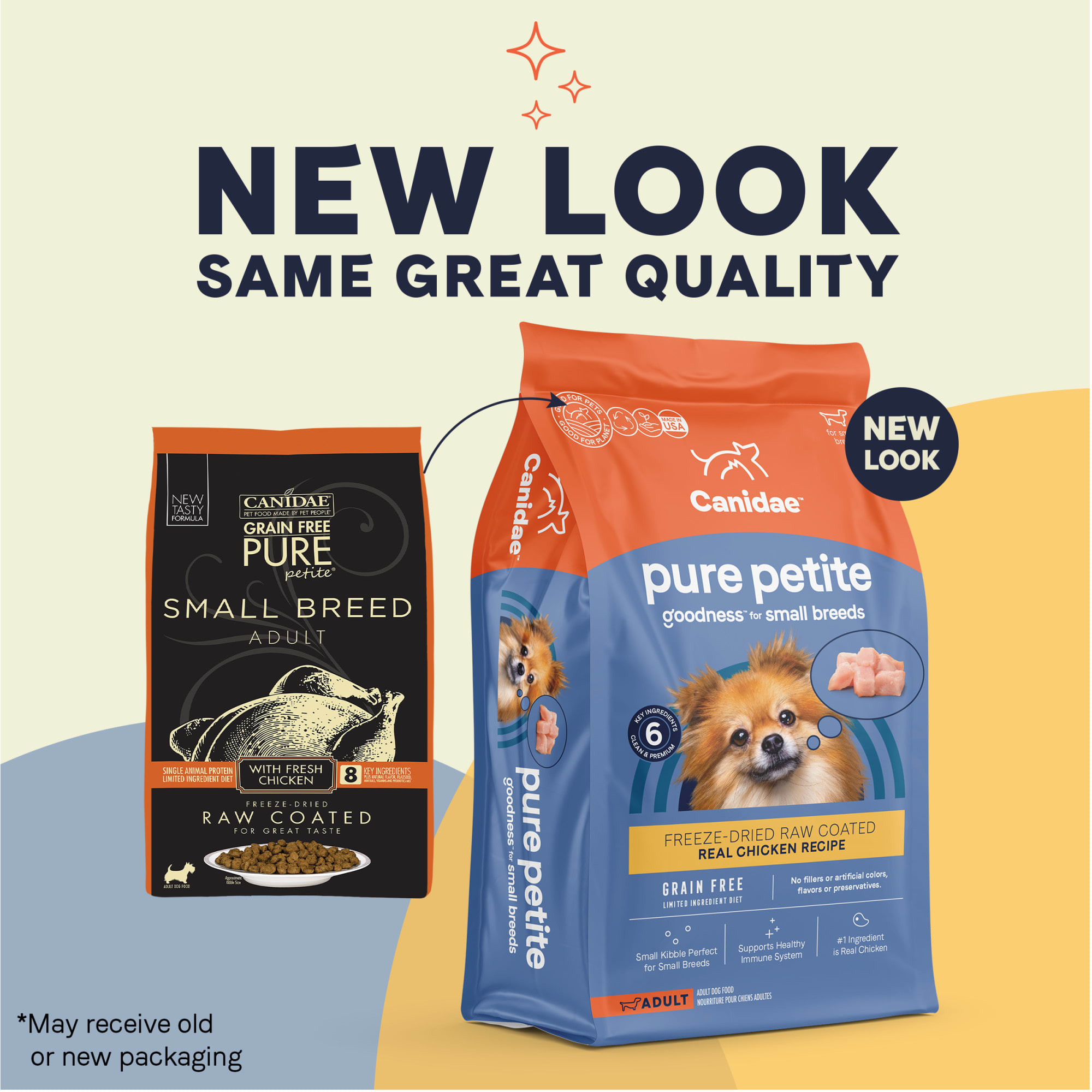 CANIDAE Pure Grain Free Petite Small Breed Limited Ingredient Diet Raw Coated with Fresh Chicken Dry Dog Food， 10 lbs.