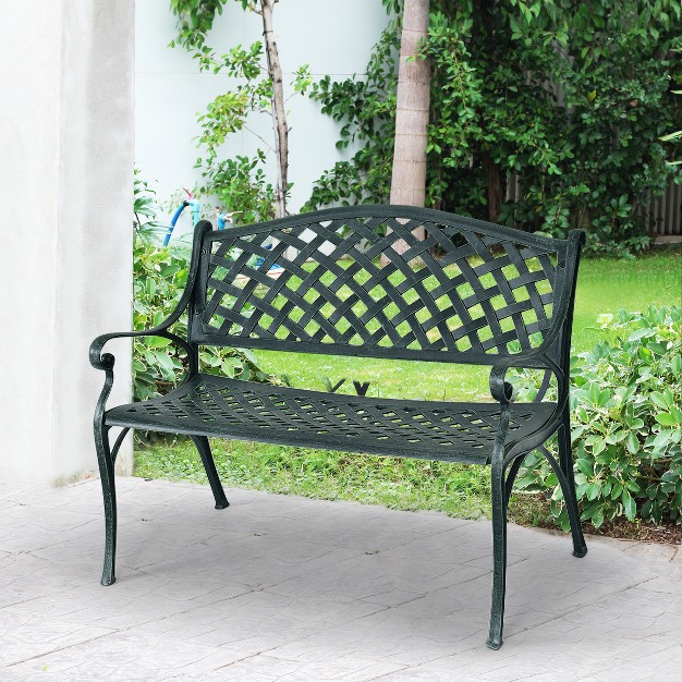 Tangkula Antique Garden Bench Park Yard Seat Aluminum Frame Outdoor