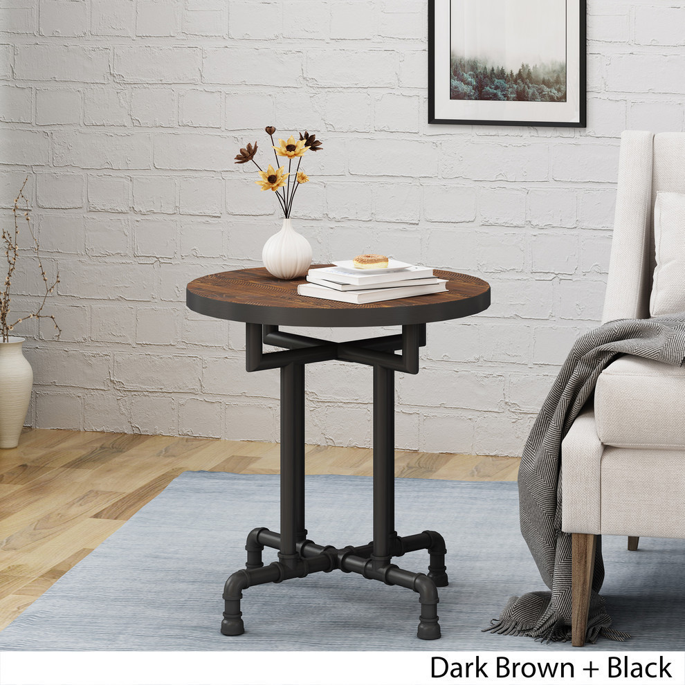 GDF Studio Cytheria Industrial Faux Wood End Table  Dark Brown   Industrial   Side Tables And End Tables   by GDFStudio  Houzz